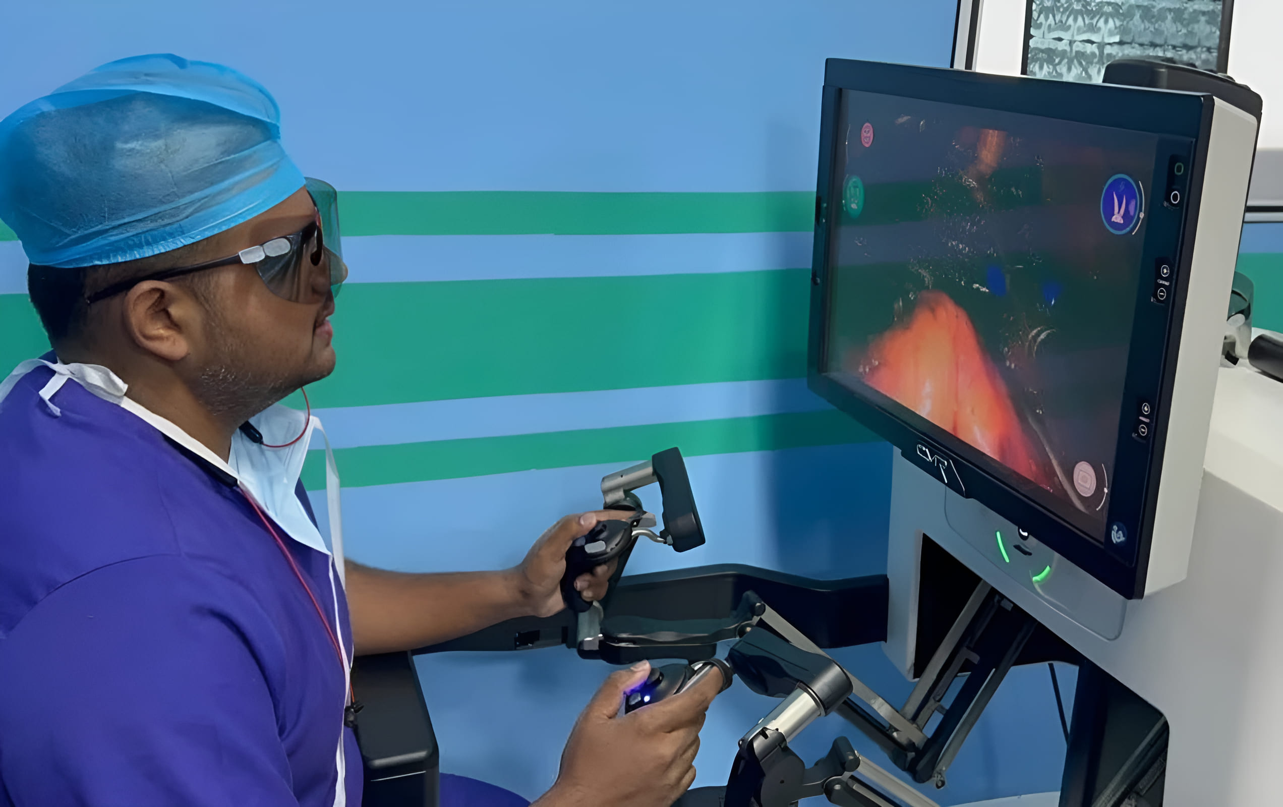 Dr. Srikanth performing robotic surgery